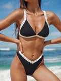 Şık Kontrast Dikişli Üçgen Bikini Üstü - Yaz Modası