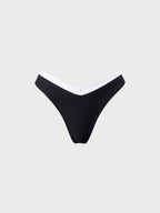 Şık Kontrast Dikişli V-Yaka Bikini Altı - Yaz Modası