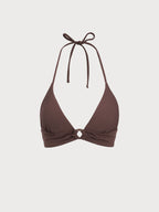 Premium Koyu Kahve Sırt Bağlamalı Bikini Üstü