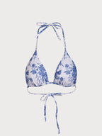 Çiçekli Halter Üçgen Bikini Üstü - Şık ve Rahat Yaz Modası