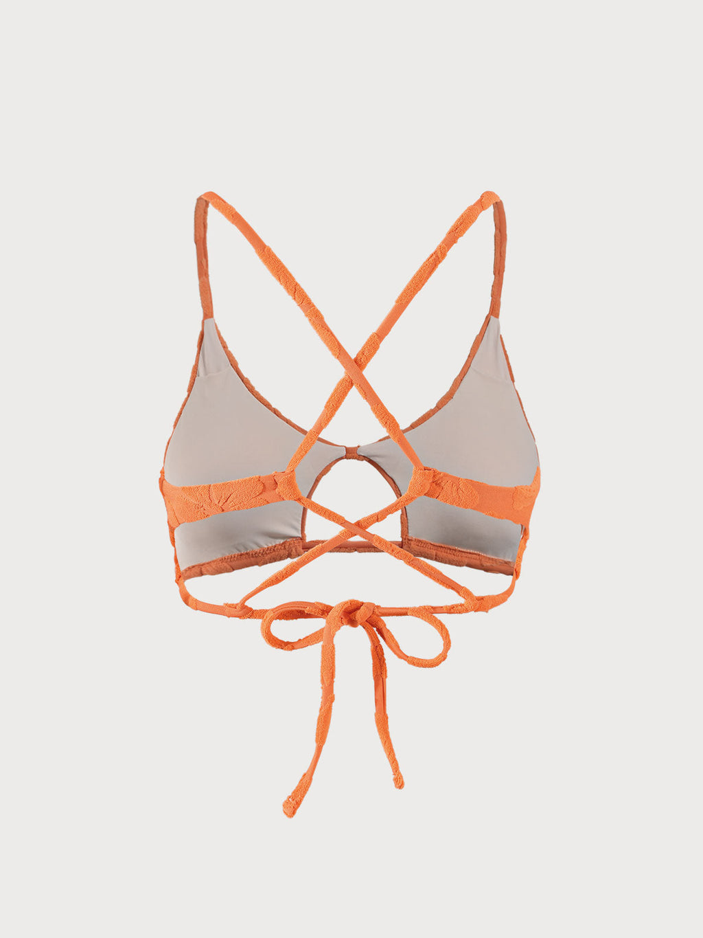 Turuncu Çiçekli Jakarlı Bikini Üstü - Şık ve Rahat