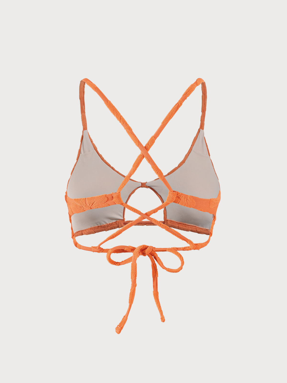 Turuncu Çiçekli Jakarlı Bikini Üstü - Şık ve Rahat