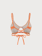 Turuncu Çiçekli Jakarlı Bikini Üstü - Şık ve Rahat