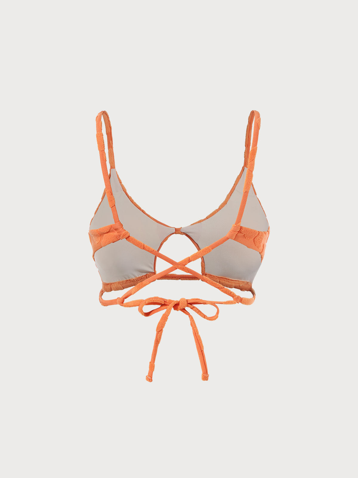 Turuncu Çiçekli Jakarlı Bikini Üstü - Şık ve Rahat