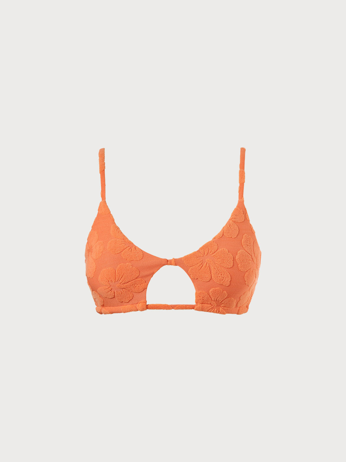 Turuncu Çiçekli Jakarlı Bikini Üstü - Şık ve Rahat