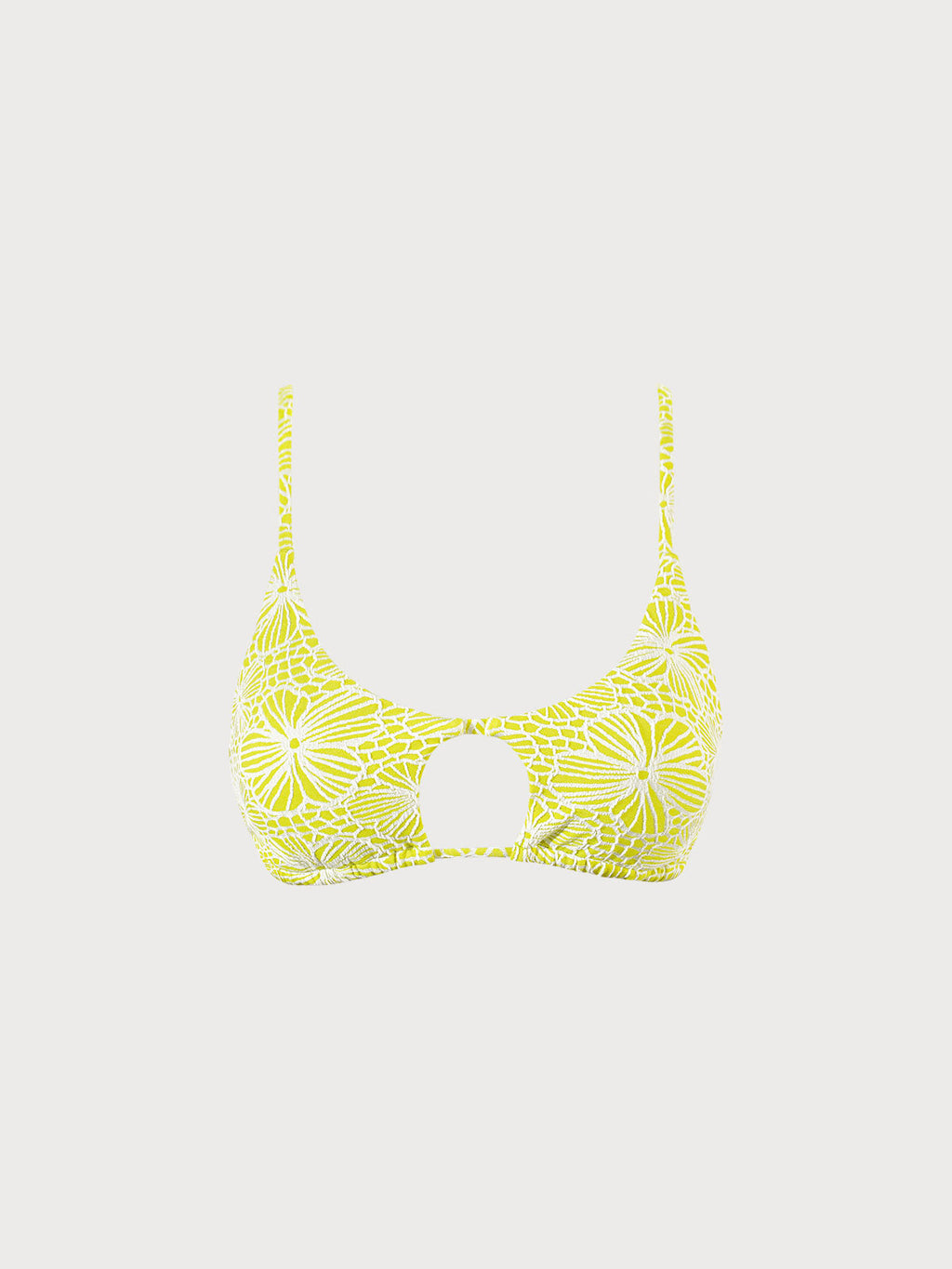 Premium Açık Yeşil Çiçekli Jakarlı Bikini Üstü
