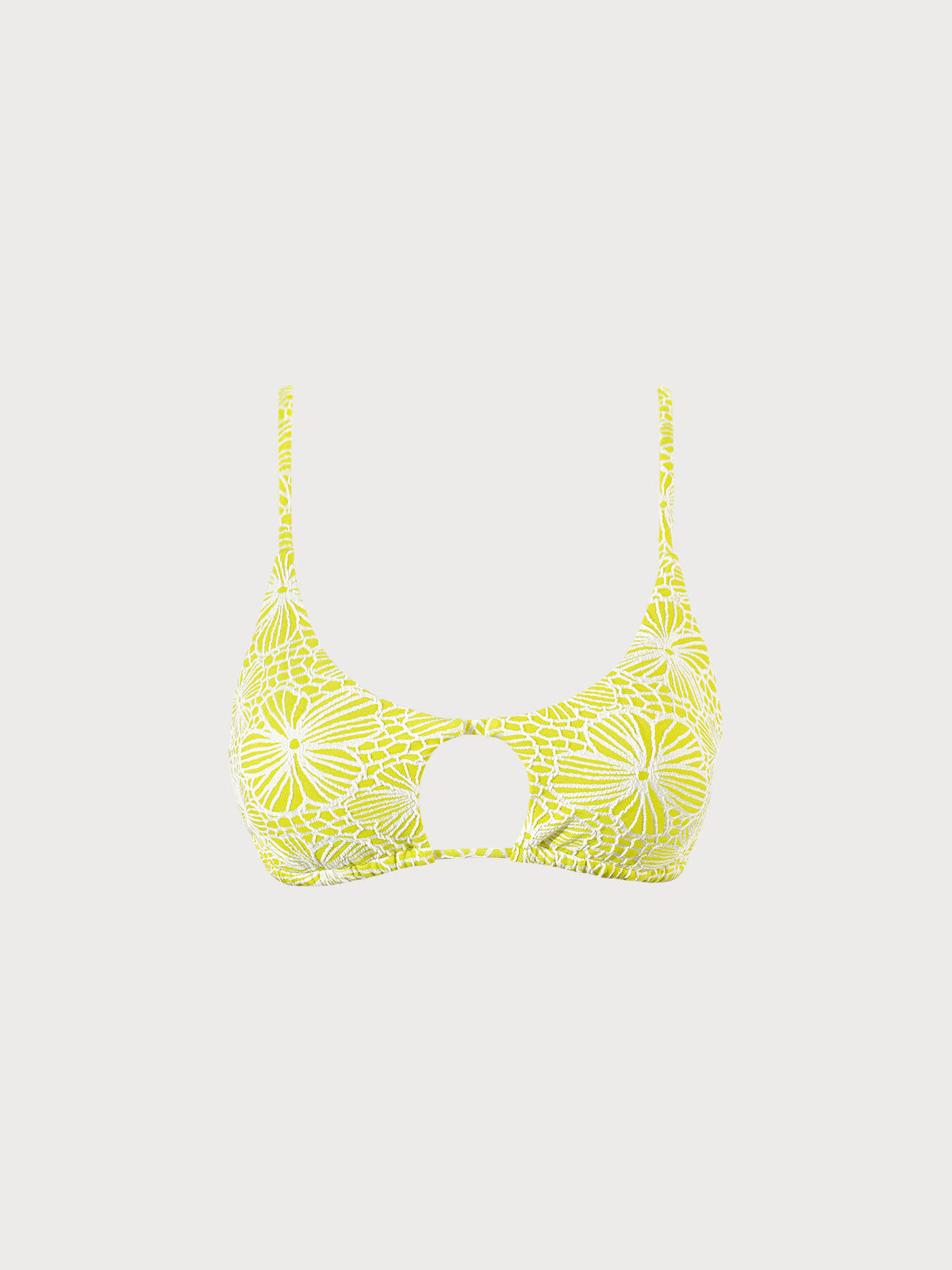 Premium Açık Yeşil Çiçekli Jakarlı Bikini Üstü