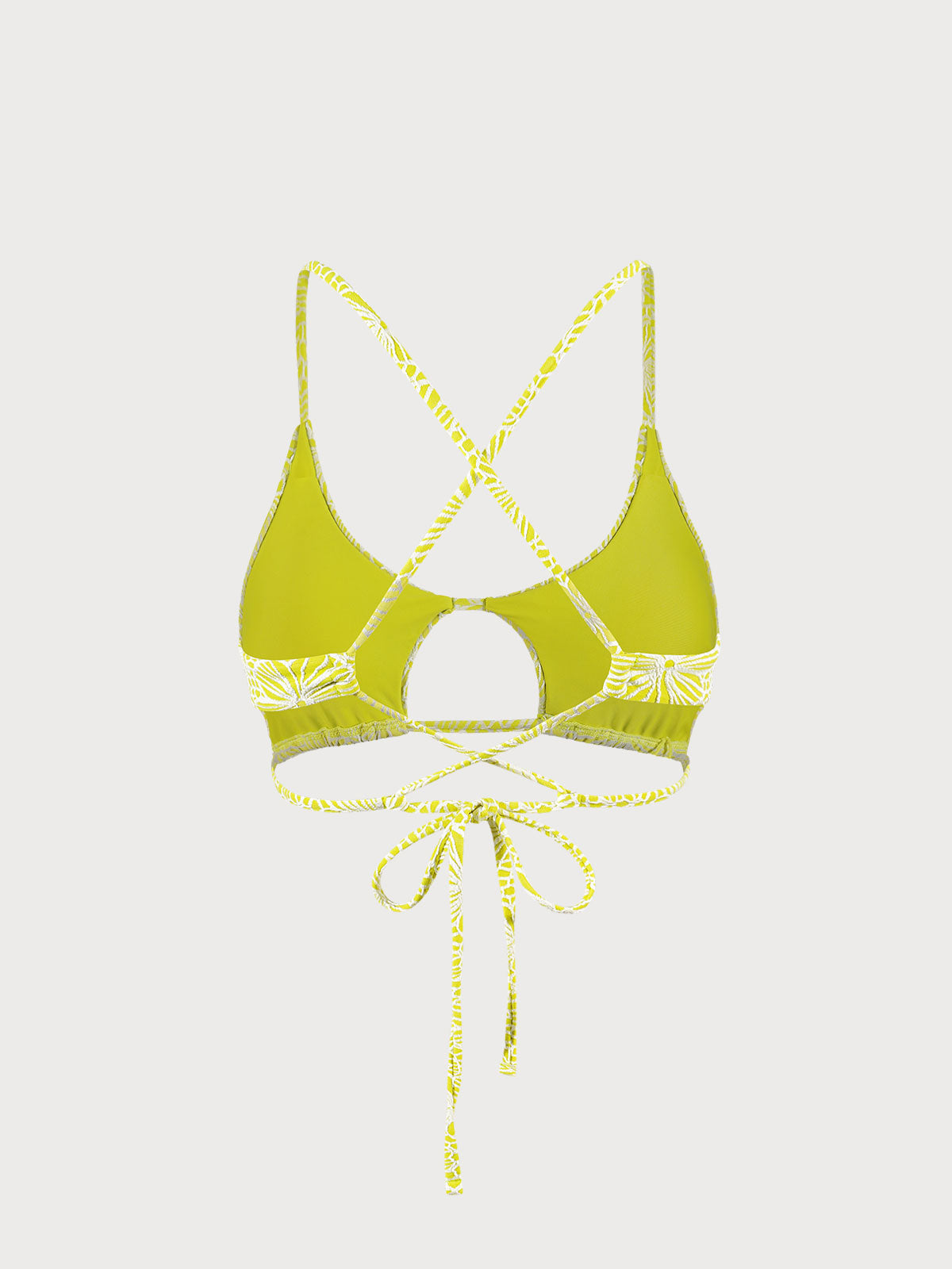 Premium Açık Yeşil Çiçekli Jakarlı Bikini Üstü