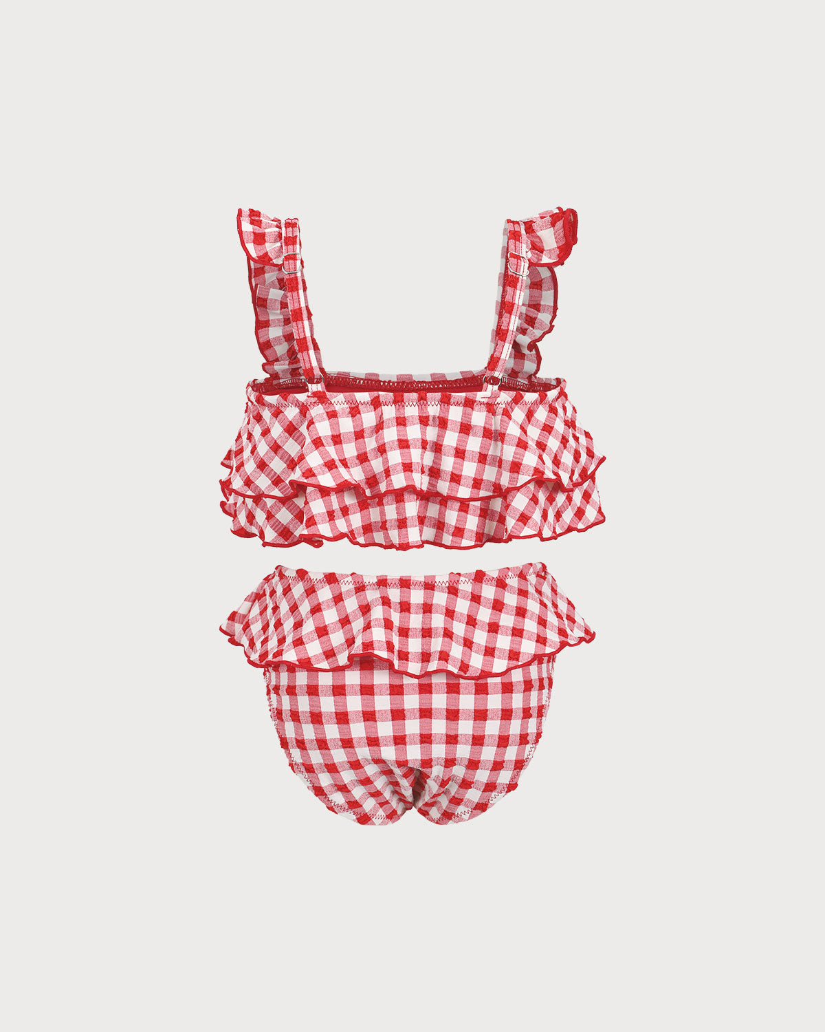 Kız Çocukları için Şık Kırmızı Gingham Tankini Takımı