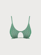 Şık Yeşil Geometrik Desenli Bikini Üstü - Yaz Modası
