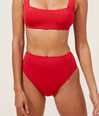 Ekolojik Naylon Yüksek Bel Bikini Altı - Kiraz Kırmızısı