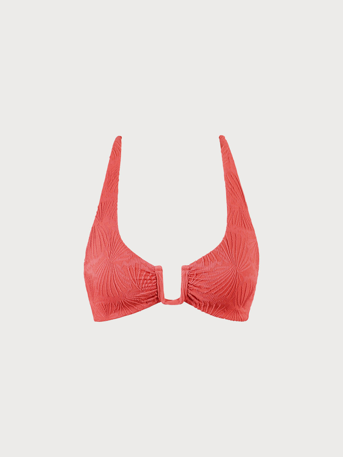 Premium Kırmızı Jakarlı U-Yüzü Çapraz Bikini Üstü