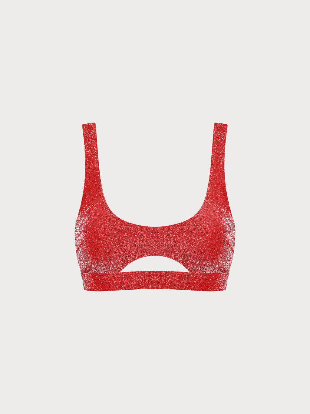 Şık Kırmızı Lurex Bikini Üstü - Yaz Modasının Vazgeçilmezi