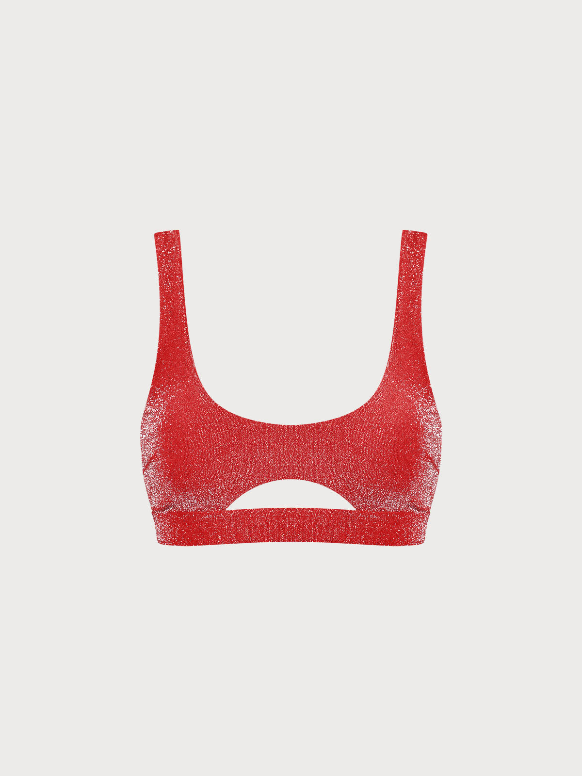 Şık Kırmızı Lurex Bikini Üstü - Yaz Modasının Vazgeçilmezi