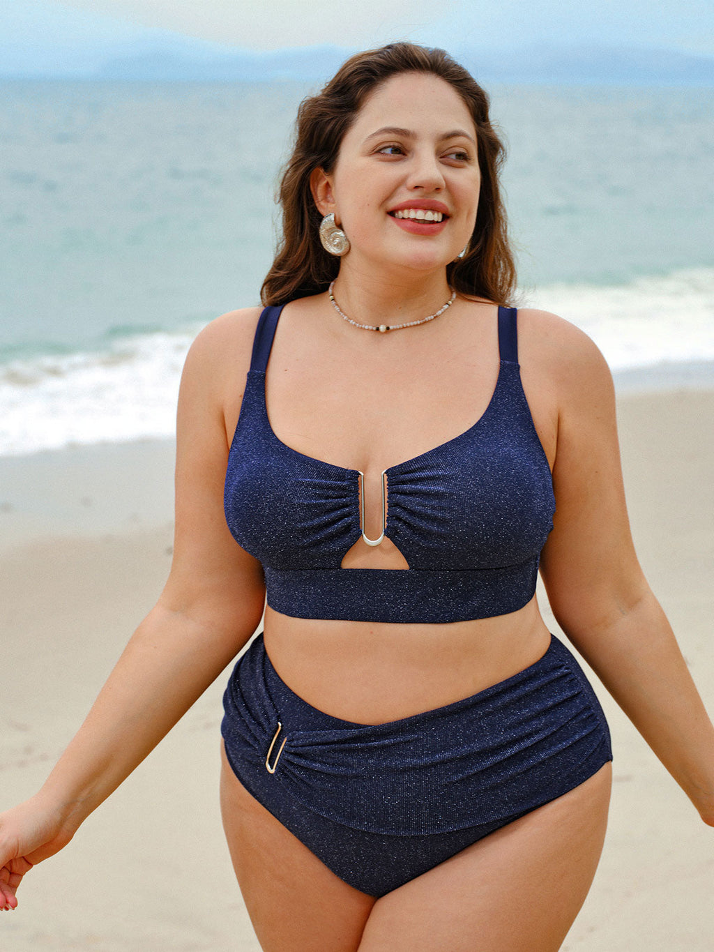 Simli Mavi Fırfırlı Büyük Beden Bikini Altı - Şıklık ve Rahatlık