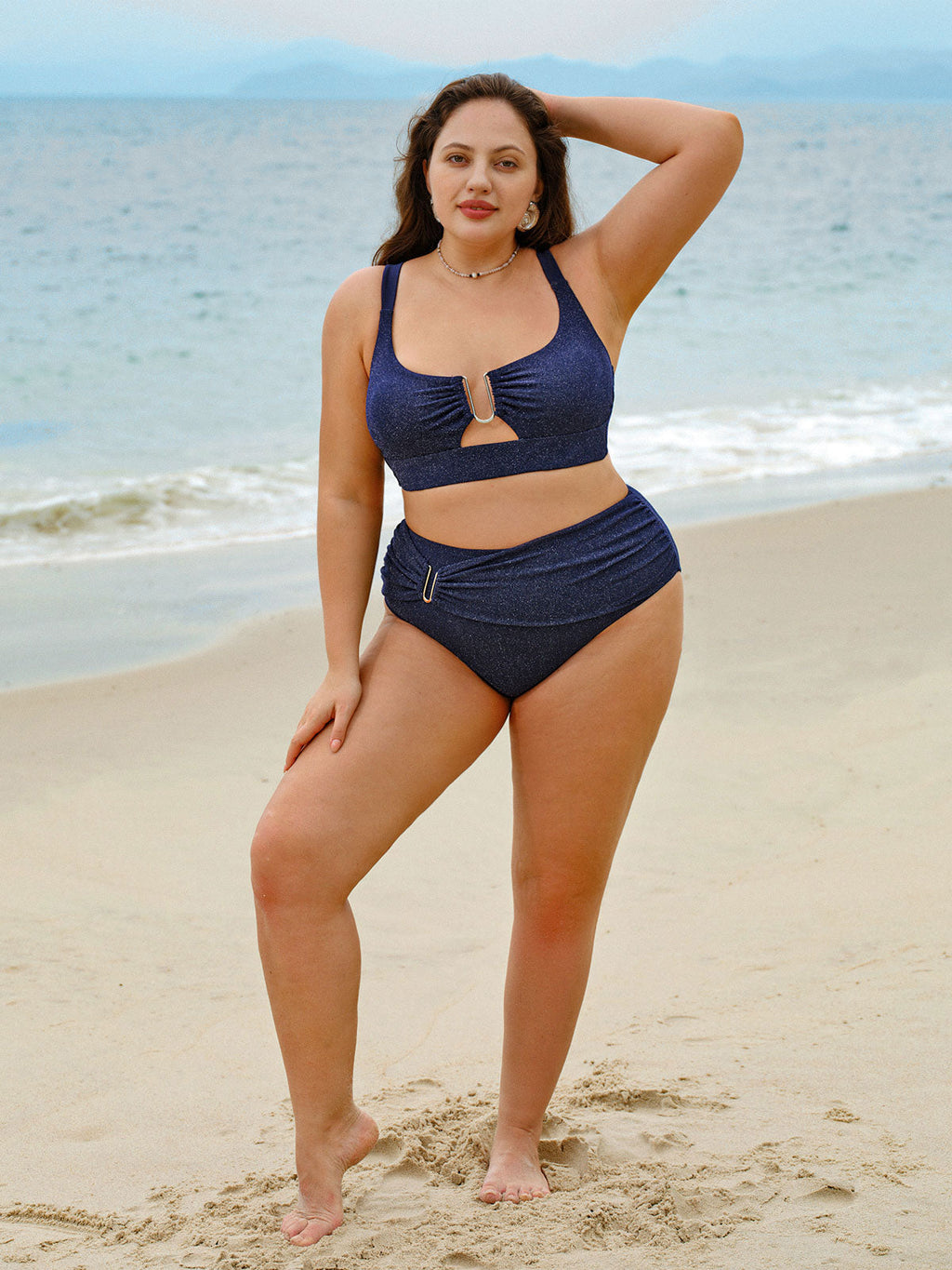 Simli Mavi Fırfırlı Büyük Beden Bikini Altı - Şıklık ve Rahatlık