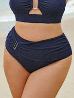 Simli Mavi Fırfırlı Büyük Beden Bikini Altı - Şıklık ve Rahatlık