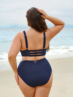 Simli Mavi Fırfırlı Büyük Beden Bikini Altı - Şıklık ve Rahatlık