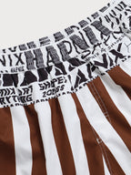 Hapnix® - Kahverengi Çizgili Premium Erkek Yüzme Şortları