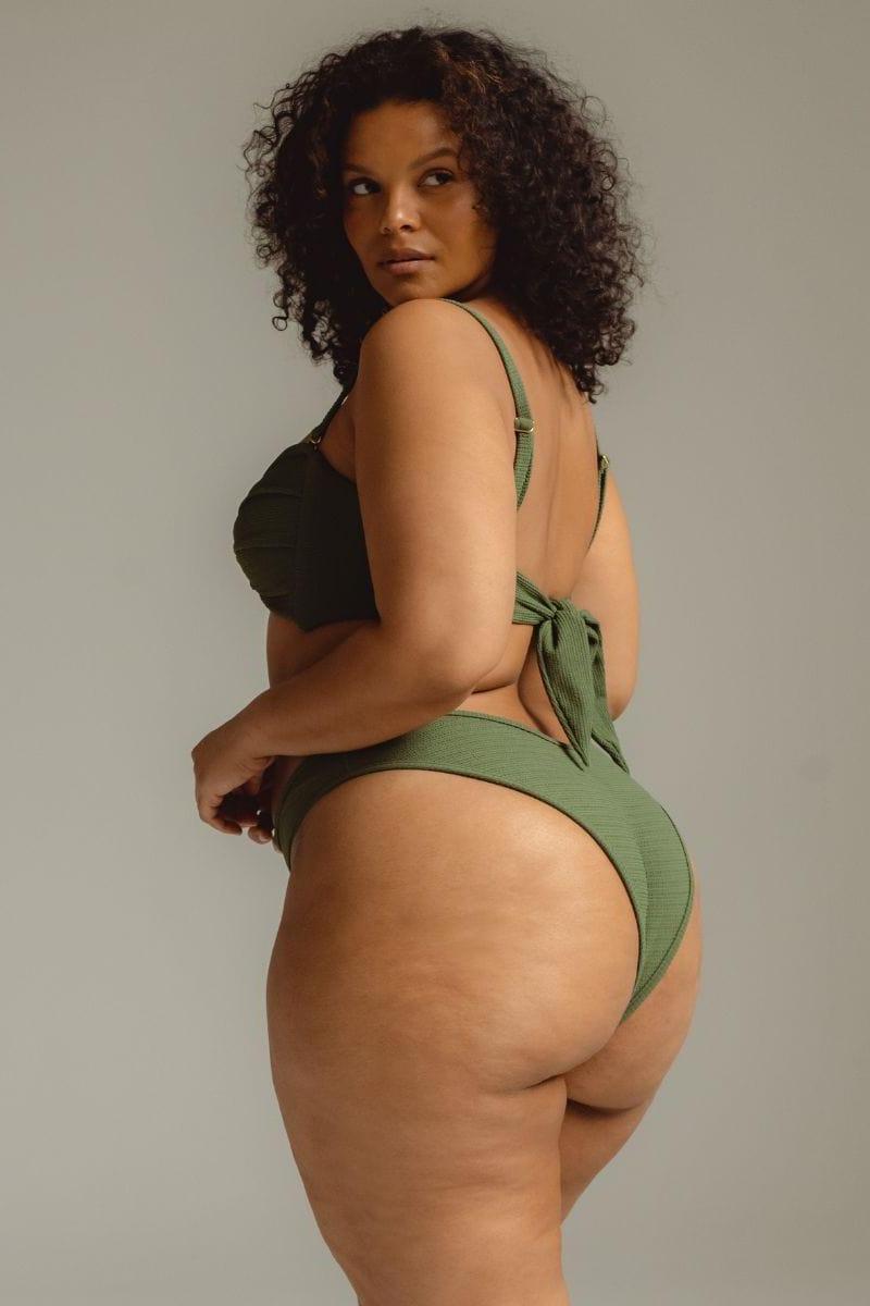 Zeytin Mikro Kırışık Tori Bandeau Bikini Üstü