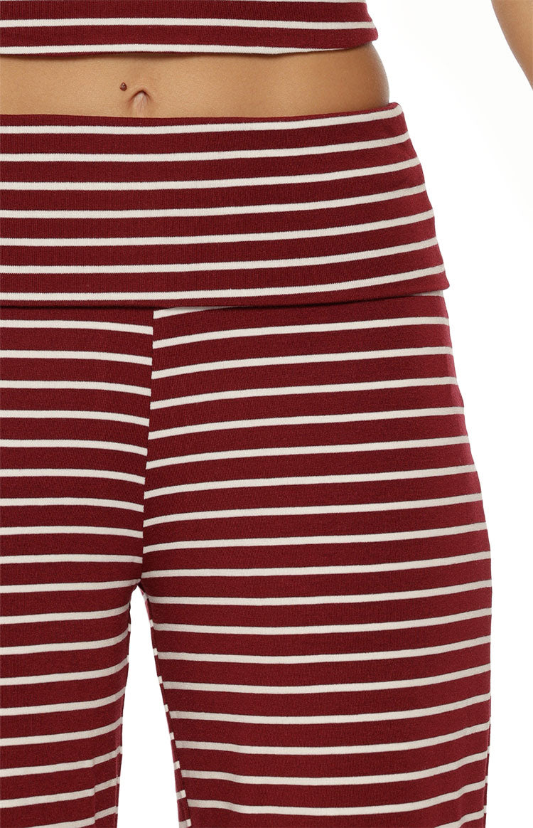 Pippen Bordo Şeritli Katlanabilir Geniş Paça Pantolon