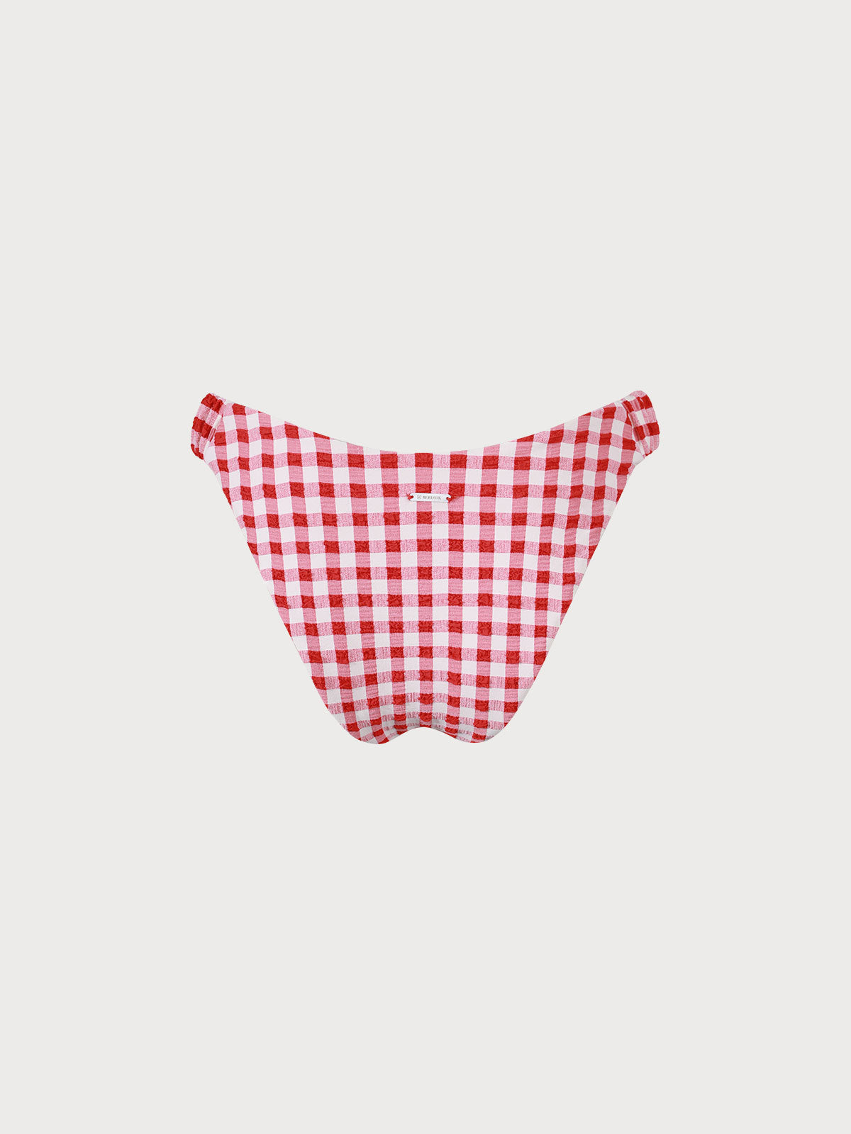 Şık Kırmızı Kareli Ruched Bikini Altı - Yaz Modası