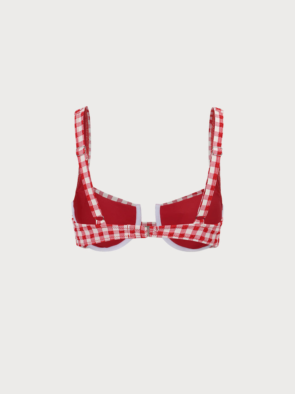 Şık Kırmızı Kareli Destekli Bikini Üstü - Yaz Modası