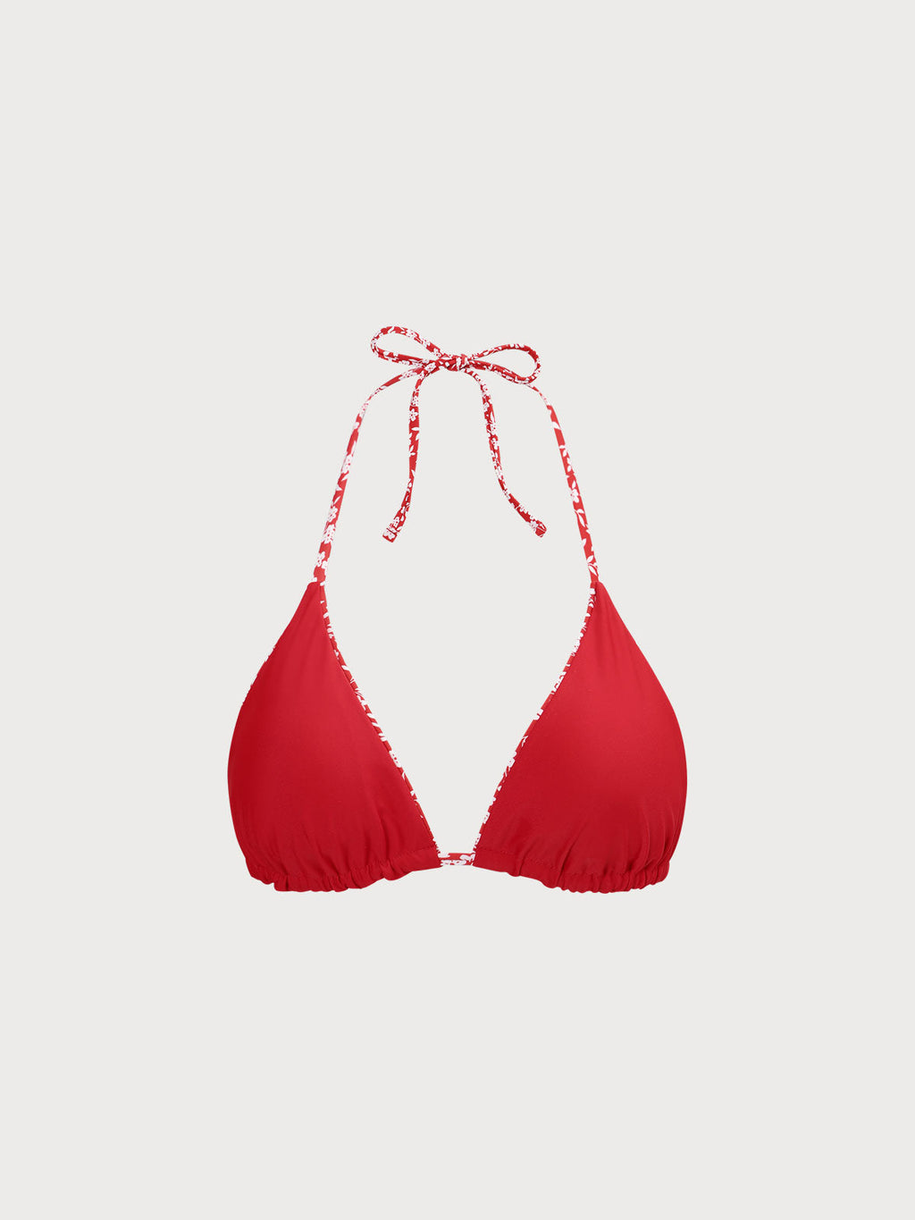Şık Kırmızı Çiçekli Dönüşümlü Bikini Üstü