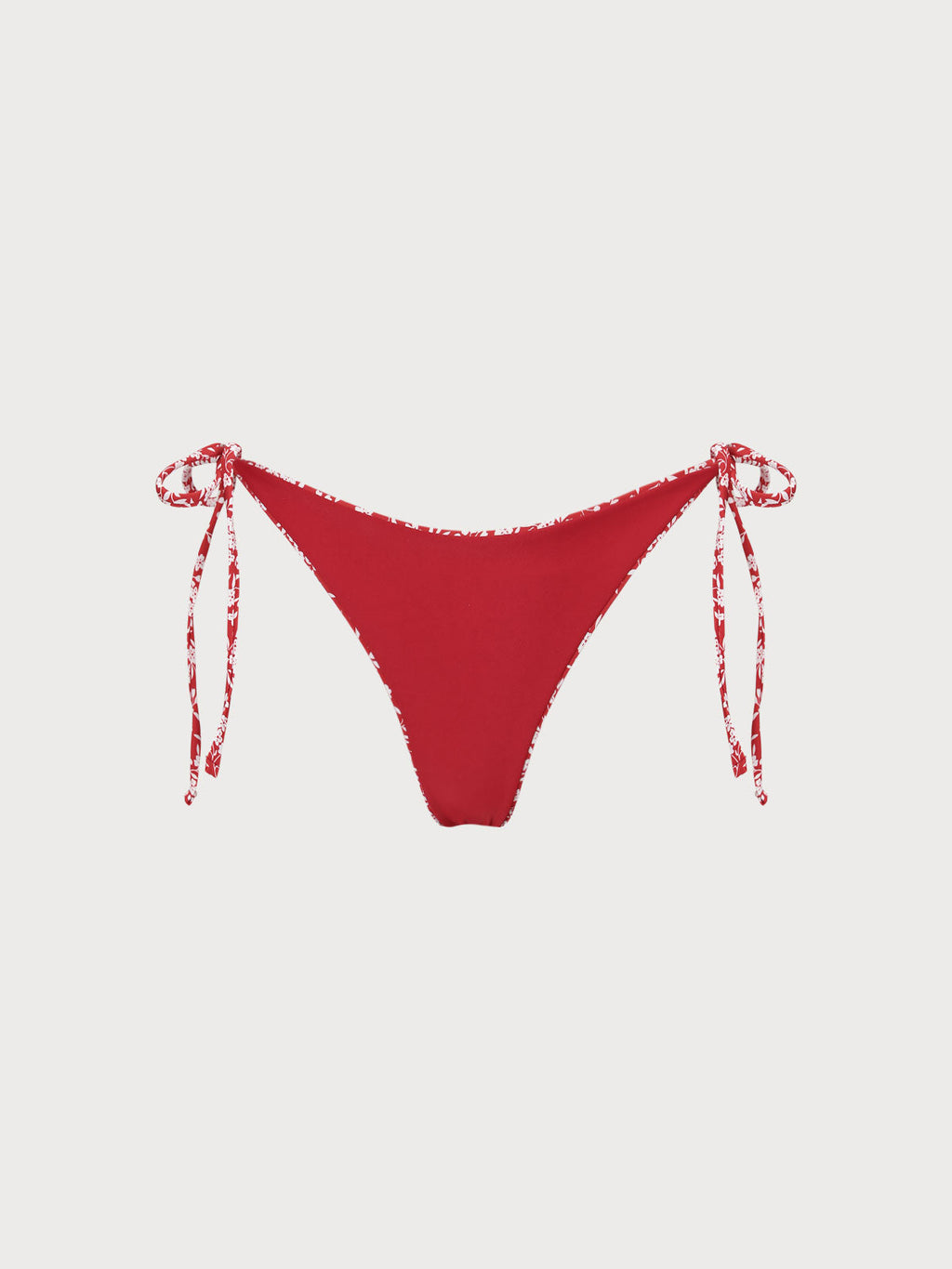 Çiçek Desenli Kırmızı Ters Çevirilebilir Bikini Altı