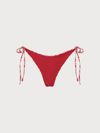 Çiçek Desenli Kırmızı Ters Çevirilebilir Bikini Altı