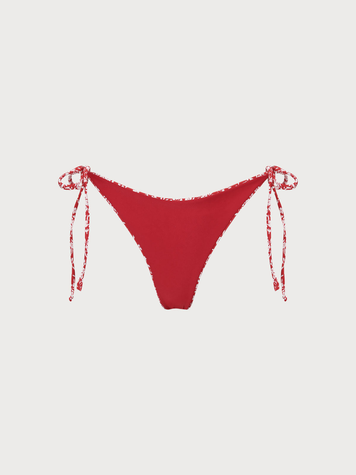 Çiçek Desenli Kırmızı Ters Çevirilebilir Bikini Altı