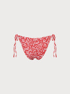 Çiçek Desenli Kırmızı Ters Çevirilebilir Bikini Altı
