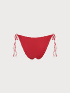 Çiçek Desenli Kırmızı Ters Çevirilebilir Bikini Altı