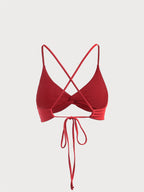 Şık Kırmızı Sırt Açık Bikini Üstü - Yaz Modası