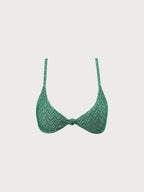 İki Yüzlü Geometrik Desenli Düğüm Bikini Üstü