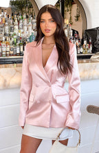 Pembe Saten Blazer