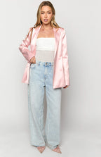 Pembe Saten Blazer