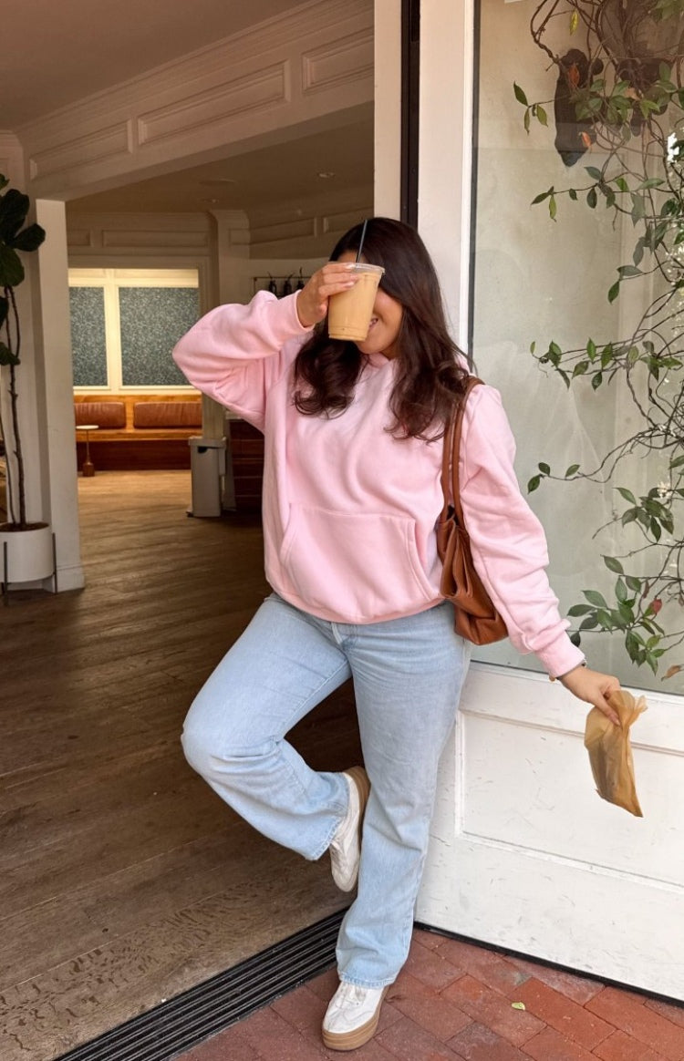 Başlangıç Pembe Sevimli Kabarcık Kapüşonlu Sweatshirt