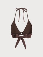 Premium Koyu Kahve Sırt Bağlamalı Bikini Üstü