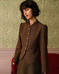 Klasik Retro Tek Düğmeli Tweed Ceket