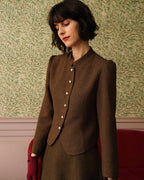 Klasik Retro Tek Düğmeli Tweed Ceket