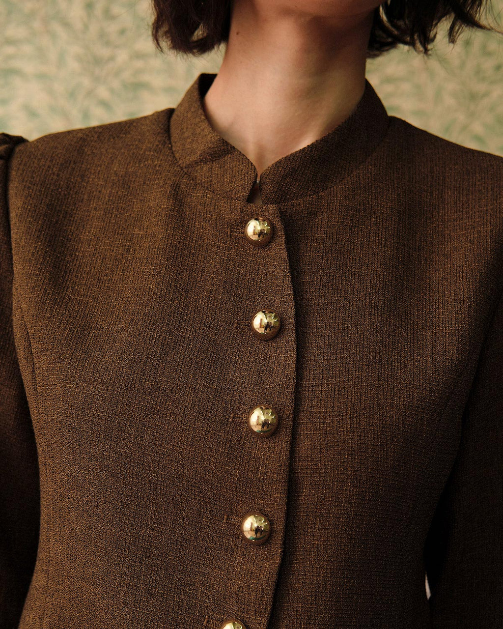 Klasik Retro Tek Düğmeli Tweed Ceket