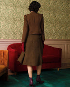 Klasik Retro Tek Düğmeli Tweed Ceket