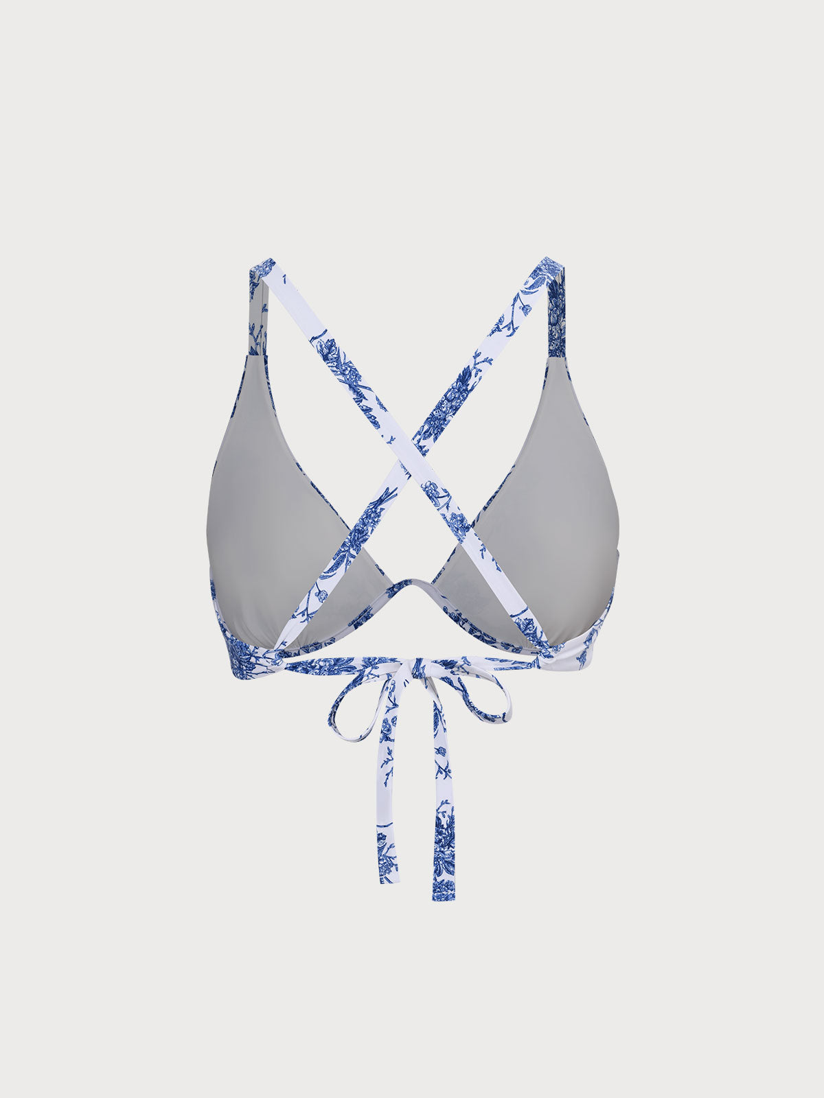 Çiçek Desenli Büyük Beden Çerçeveli Bikini Üstü