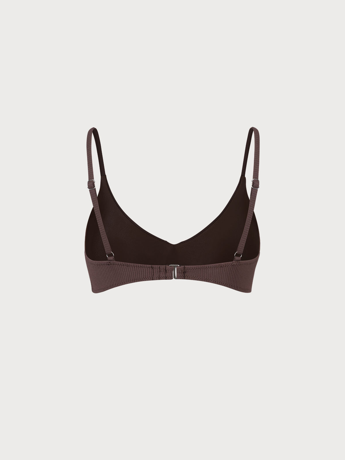 Premium Kahverengi V Yaka Ribana Bikini Üstü