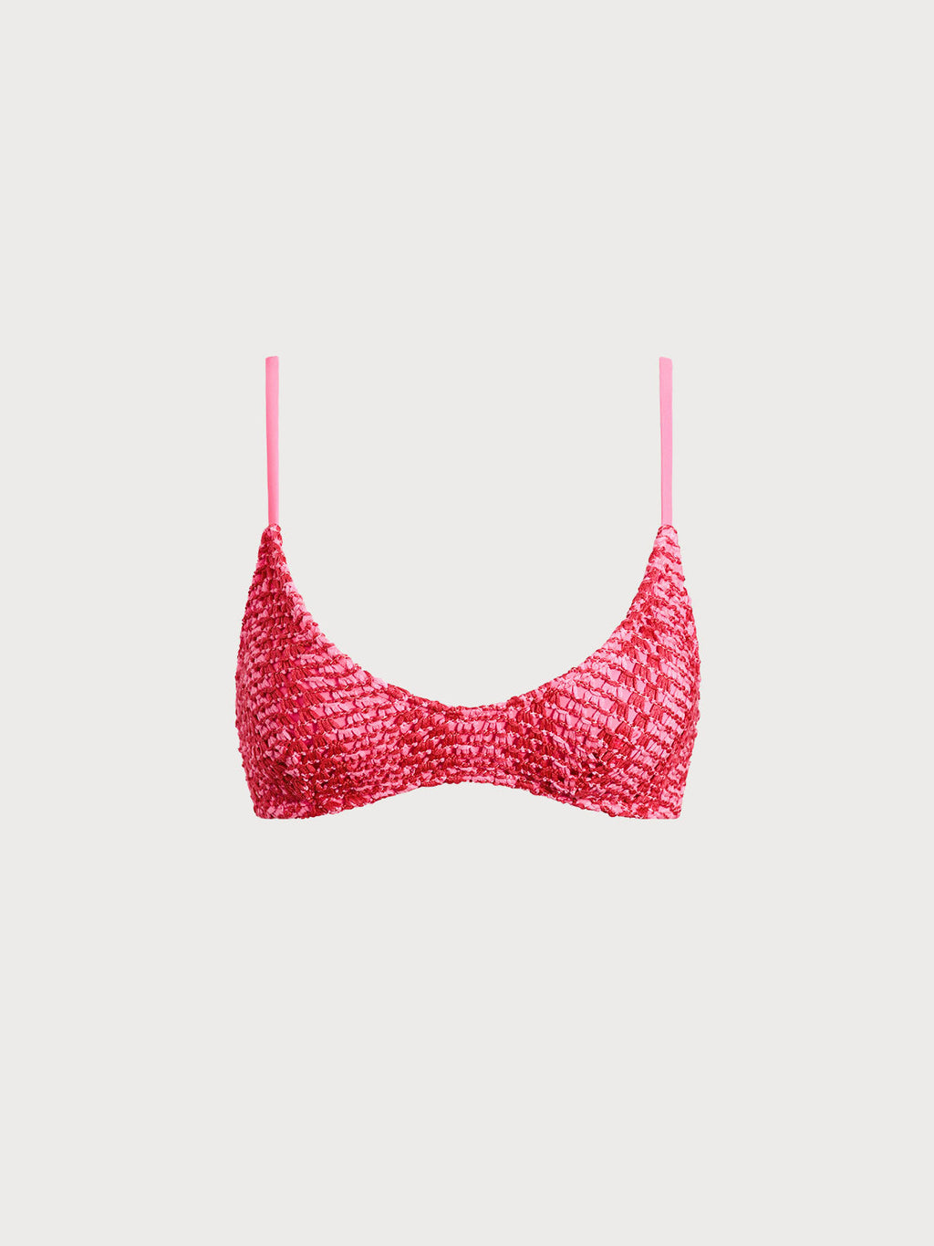 Şık Kırmızı Çizgili Kroşe Bikini Üstü - Yaz Modası