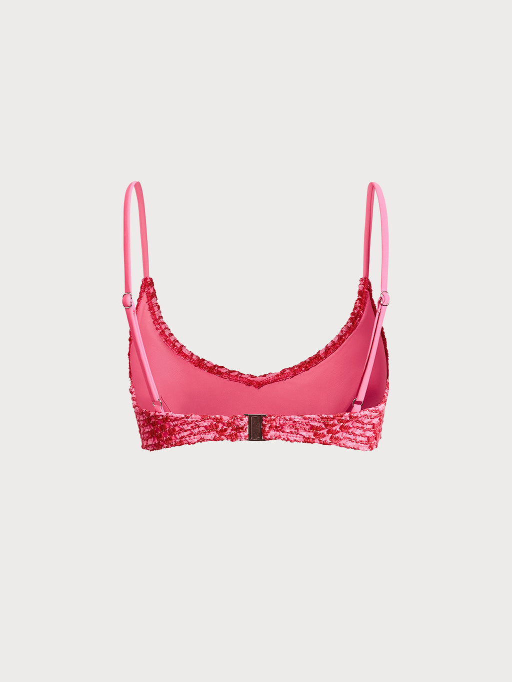 Şık Kırmızı Çizgili Kroşe Bikini Üstü - Yaz Modası
