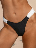 Yüksek Kesim Siyah-Beyaz Renk Bloklu Bikini Altı