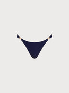 Şık Lacivert Altın Detaylı Bikini Altı - Yaz Modası