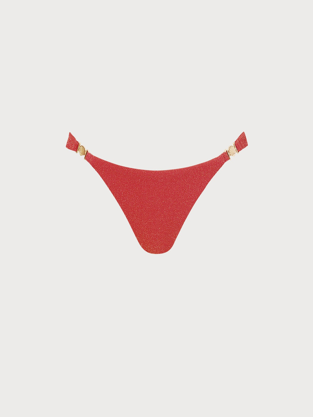 Şık Kırmızı Işıltılı Altın Detaylı Bikini Altı